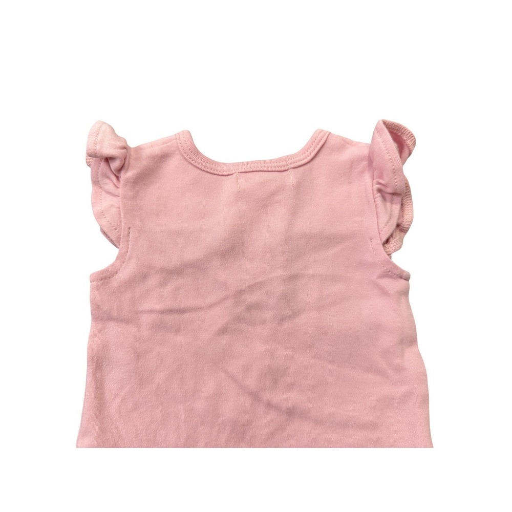 Rabbit Bear Organic Pink Floral Embroidered Ruffle Sleeve Bodysuit 3-6M 000031 - Picture 6 of 7